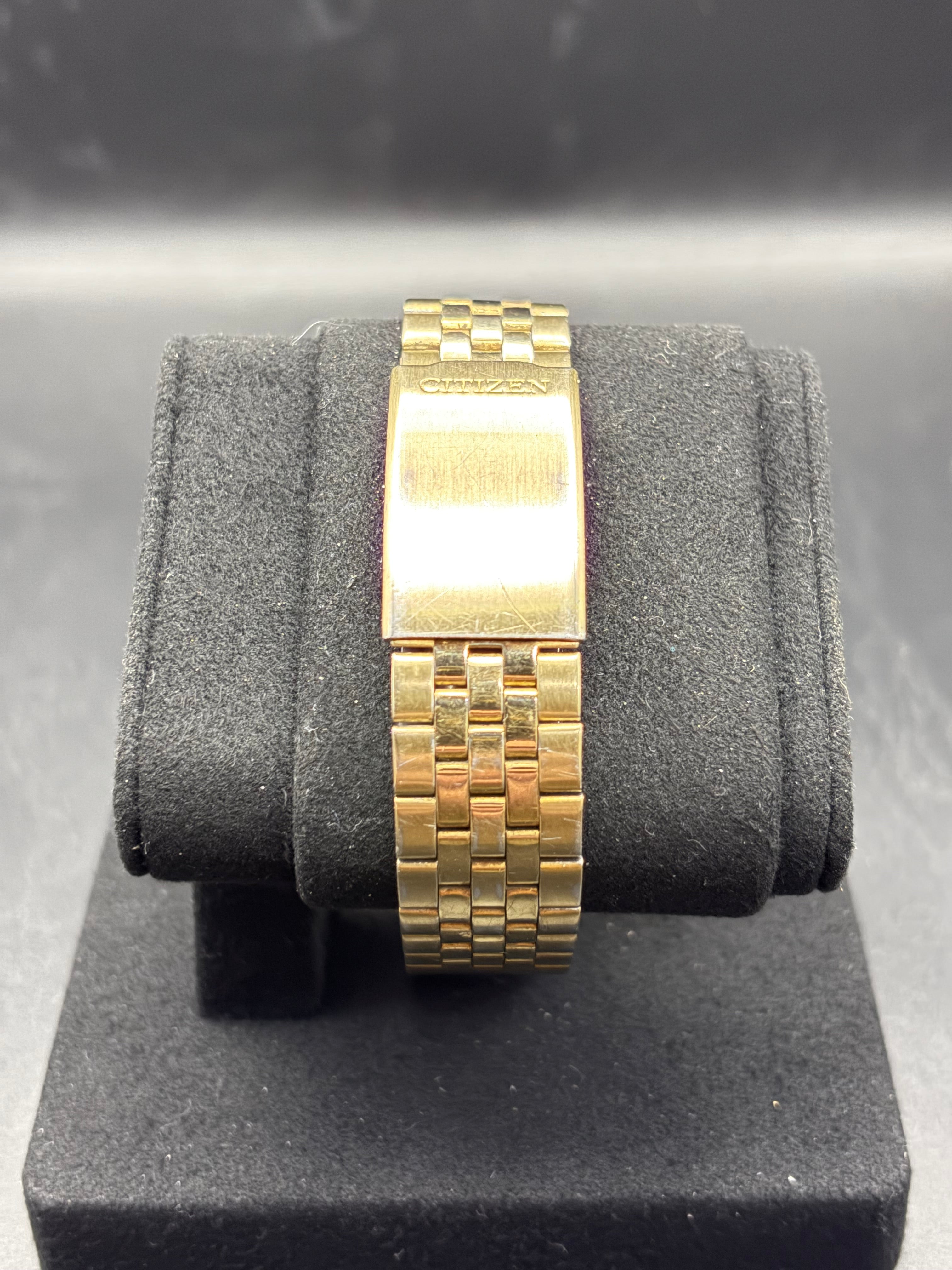 Vintage Citizen CQ Quartz Day-Date Gold Tone Men’s Watch | 6101-R06501 RW