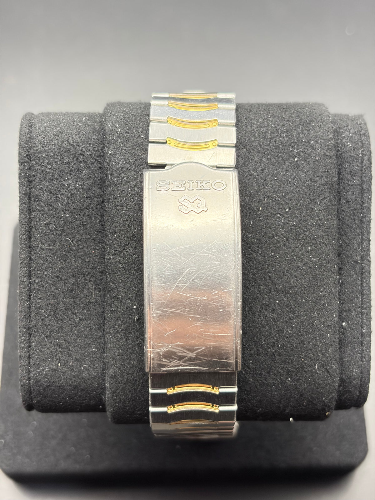 Vintage Seiko SQ 100 6923-7039 Quartz Black Dial Two Tone Day Date Men’s Watch