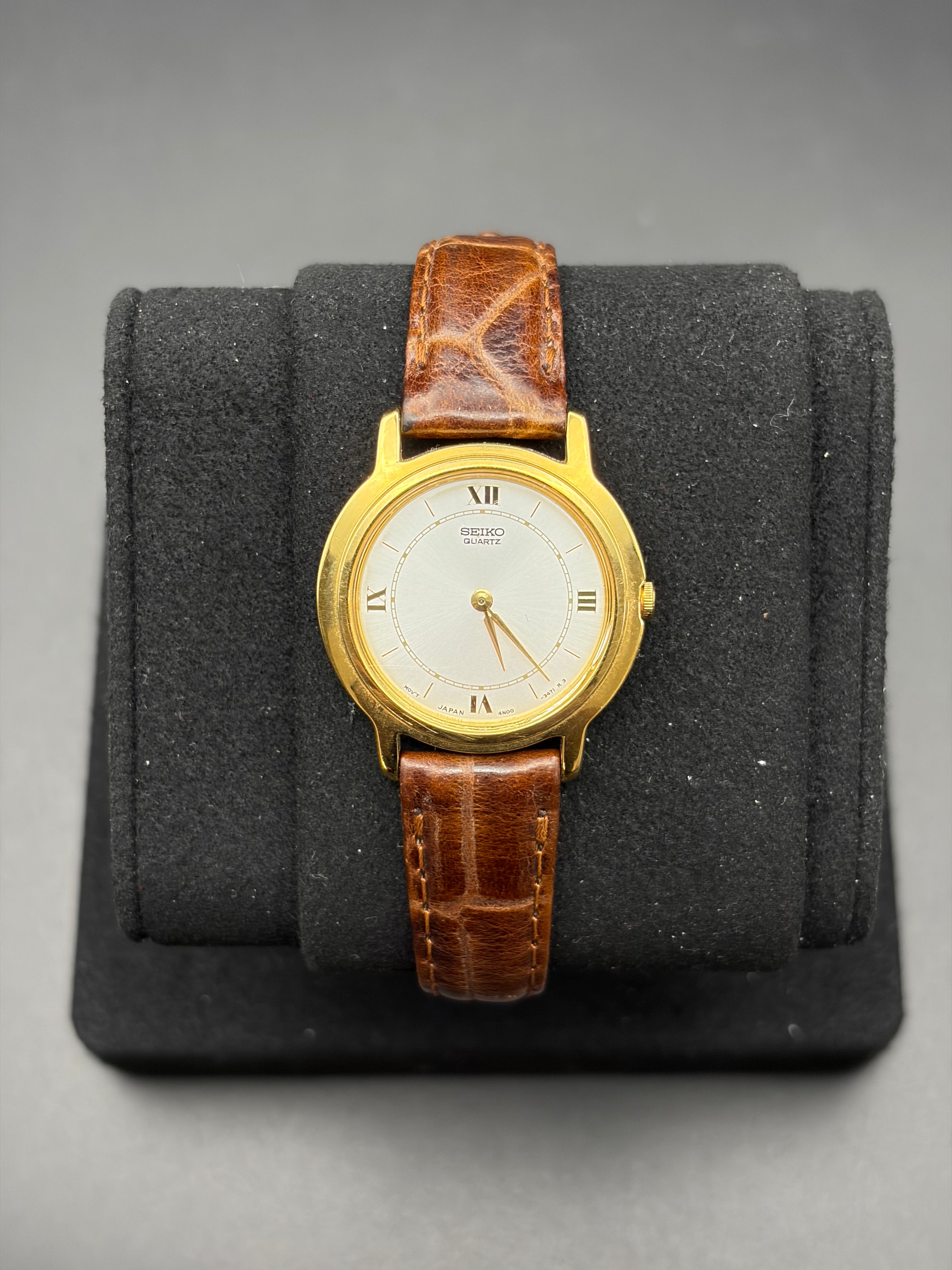 Vintage Seiko Quartz 4N00-0948 Women’s Gold Tone Roman Dial Dress Watch