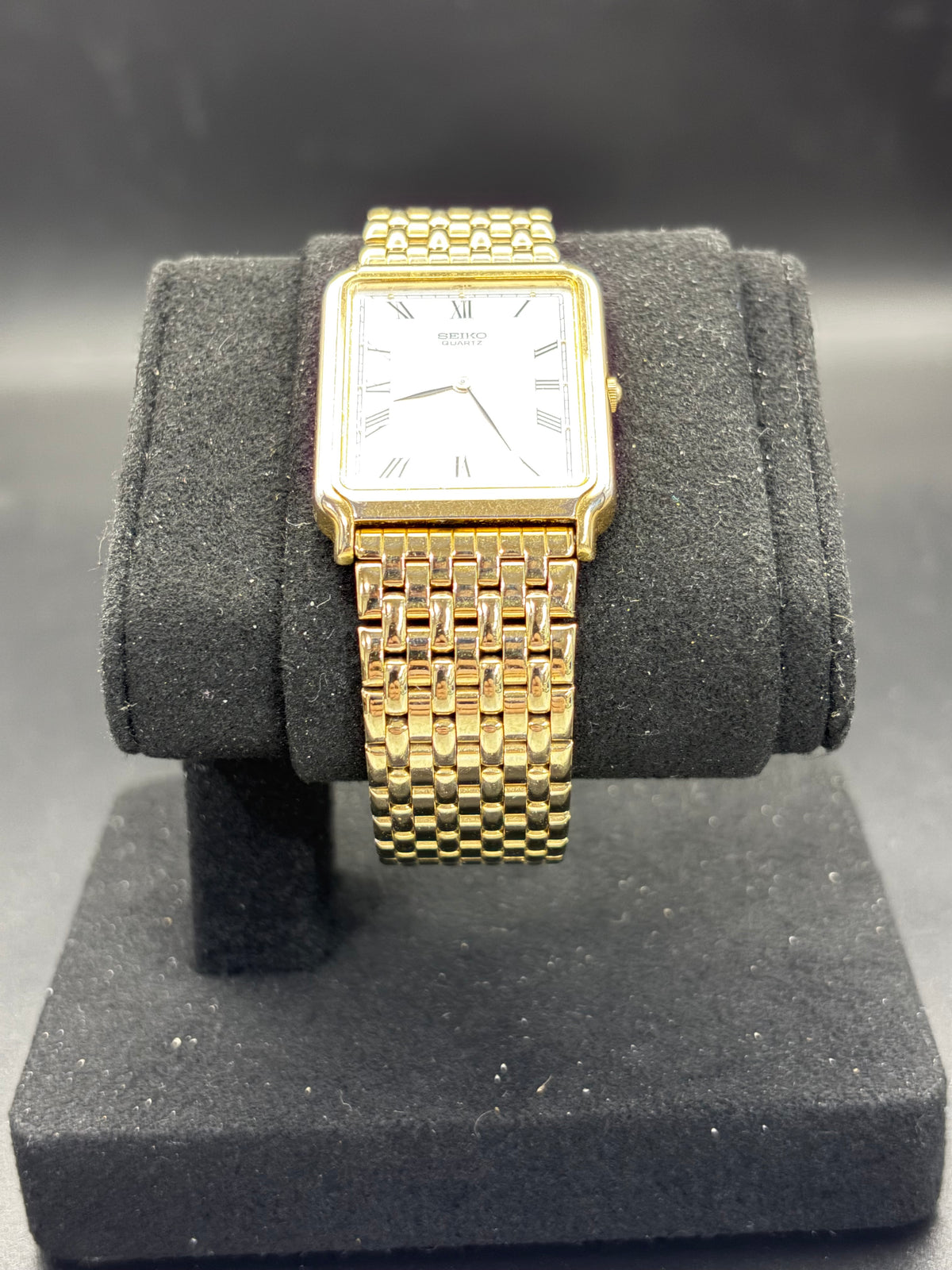 Vintage Seiko 5Y30-5180 Quartz Tank Watch Gold Tone Roman Dial Bracelet Japan