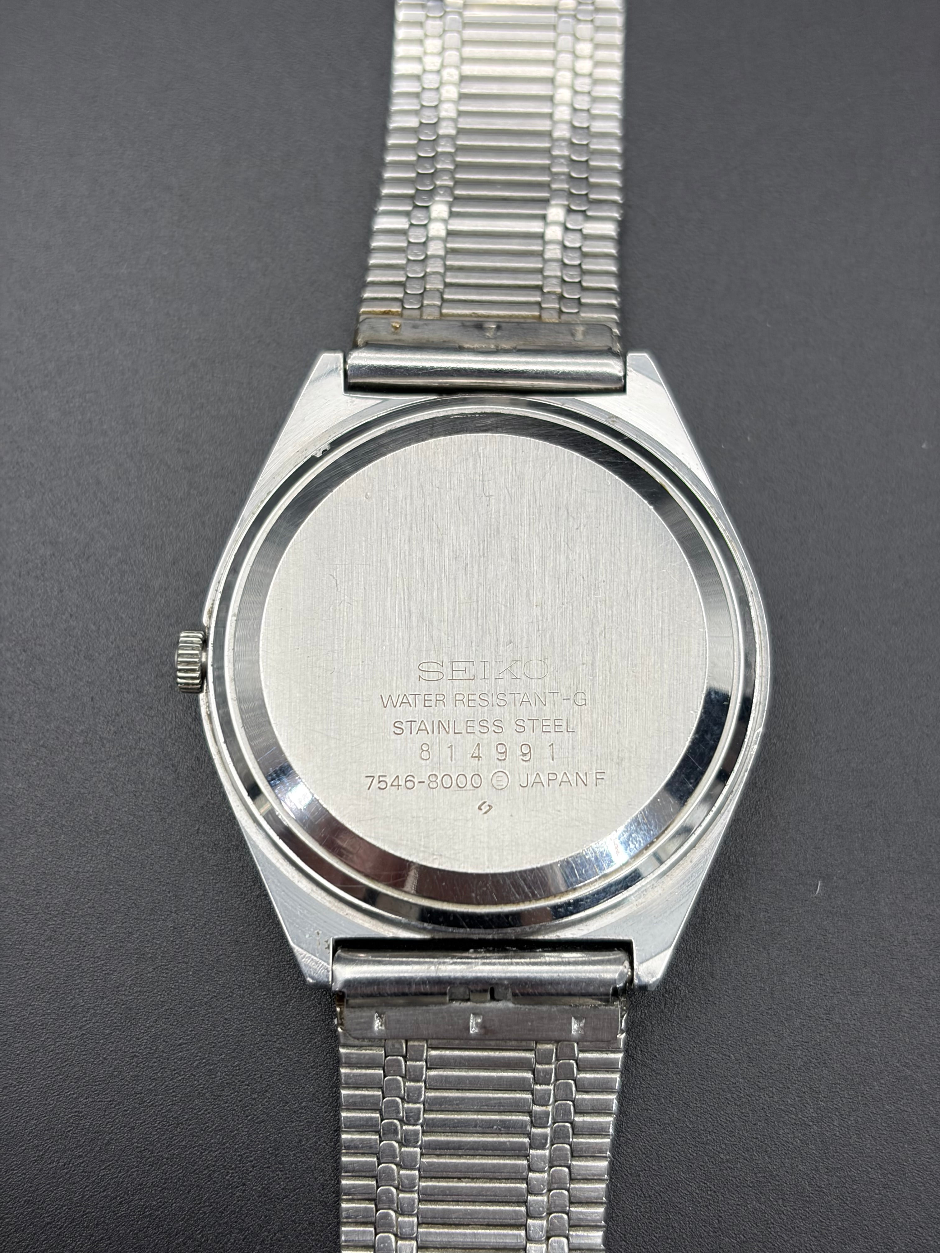 Vintage 1978 Seiko Type II 7546-8000 Quartz Day Date Silver Dial Japan 36mm