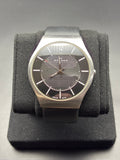 Skagen Denmark 833XLSLB Solar Quartz Men’s Watch Black Dial Leather Strap