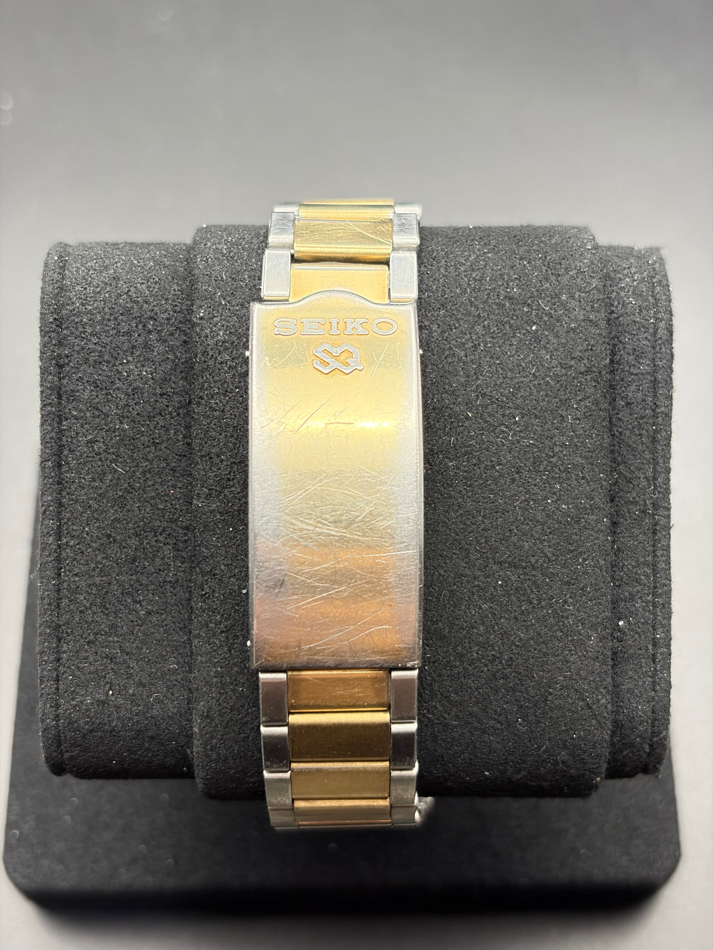 Vintage Seiko SQ Sports 100 7546-7039 Quartz Gold Dial Two Tone Day Date Watch