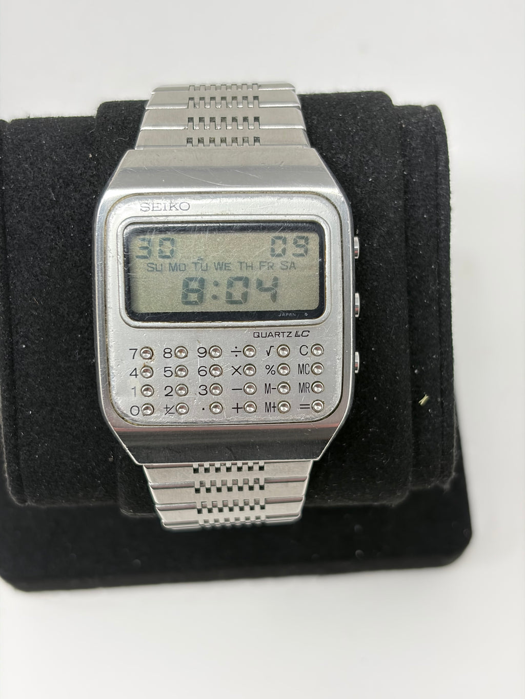 Vintage 1977 Seiko C153-5009 Quartz LC Calculator Watch Runs Original Bracelet