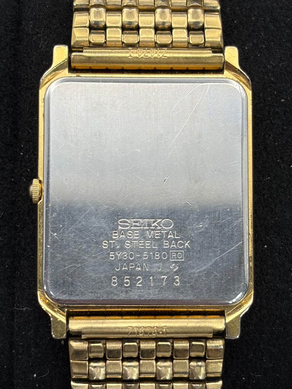 Vintage Seiko 5Y30-5180 Quartz Tank Watch Gold Tone Roman Dial Bracelet Japan
