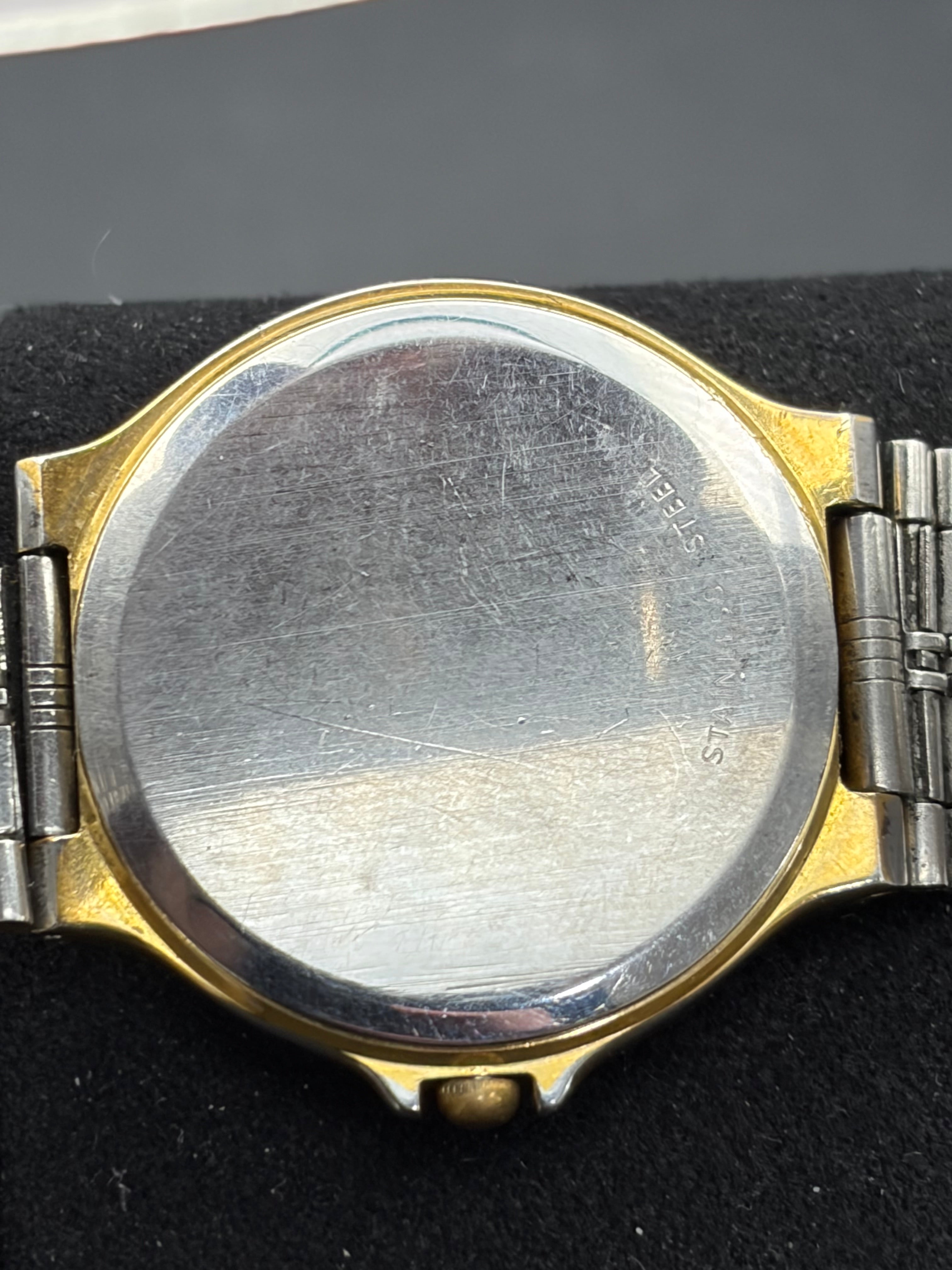 Vintage Wittnauer Swiss Quartz Day Date Men’s Gold Tone Black Textured Dial Watch