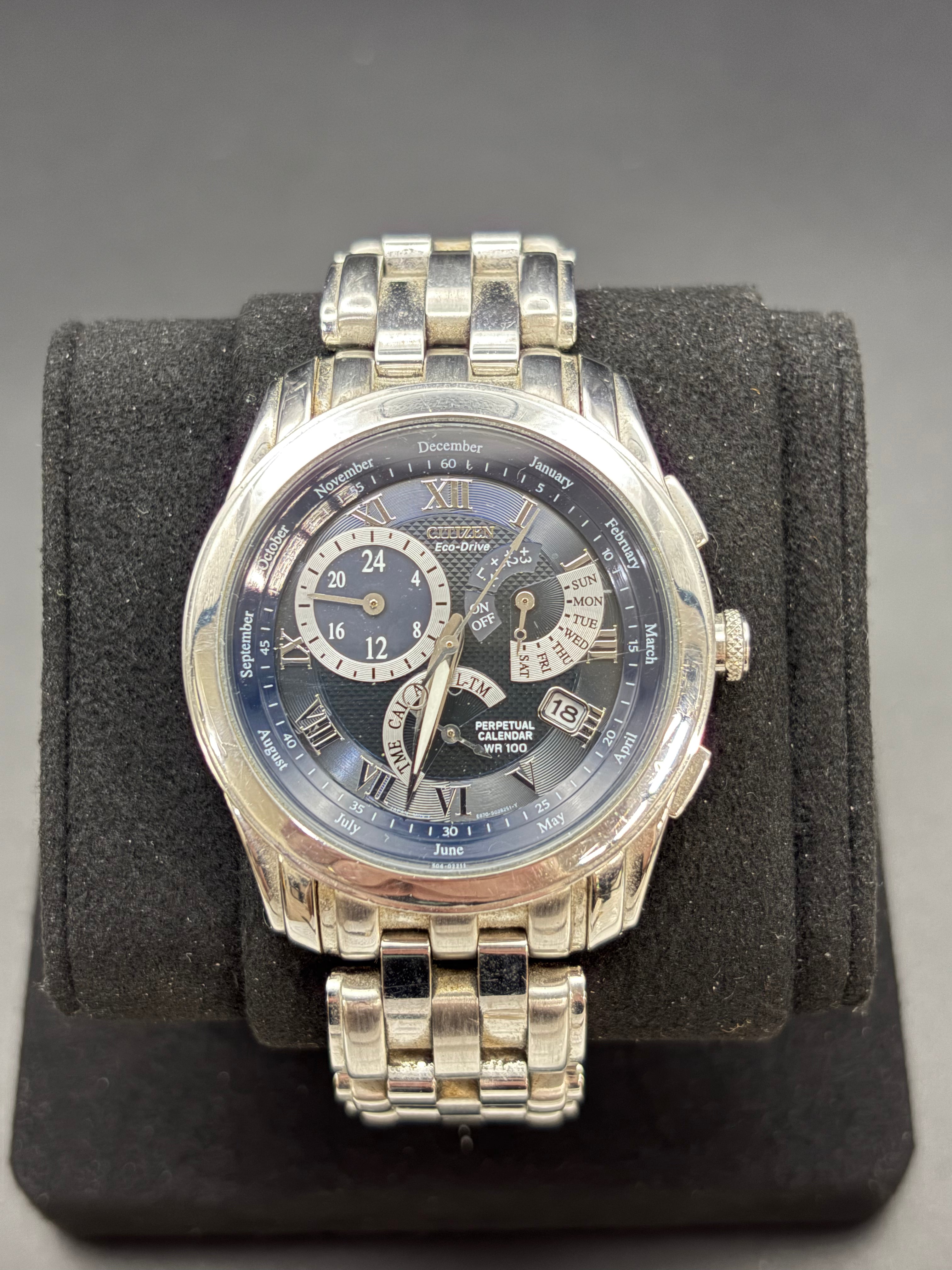 Citizen BL8000-54L Calibre 8700 Eco-Drive Perpetual Calendar Blue Dial Box