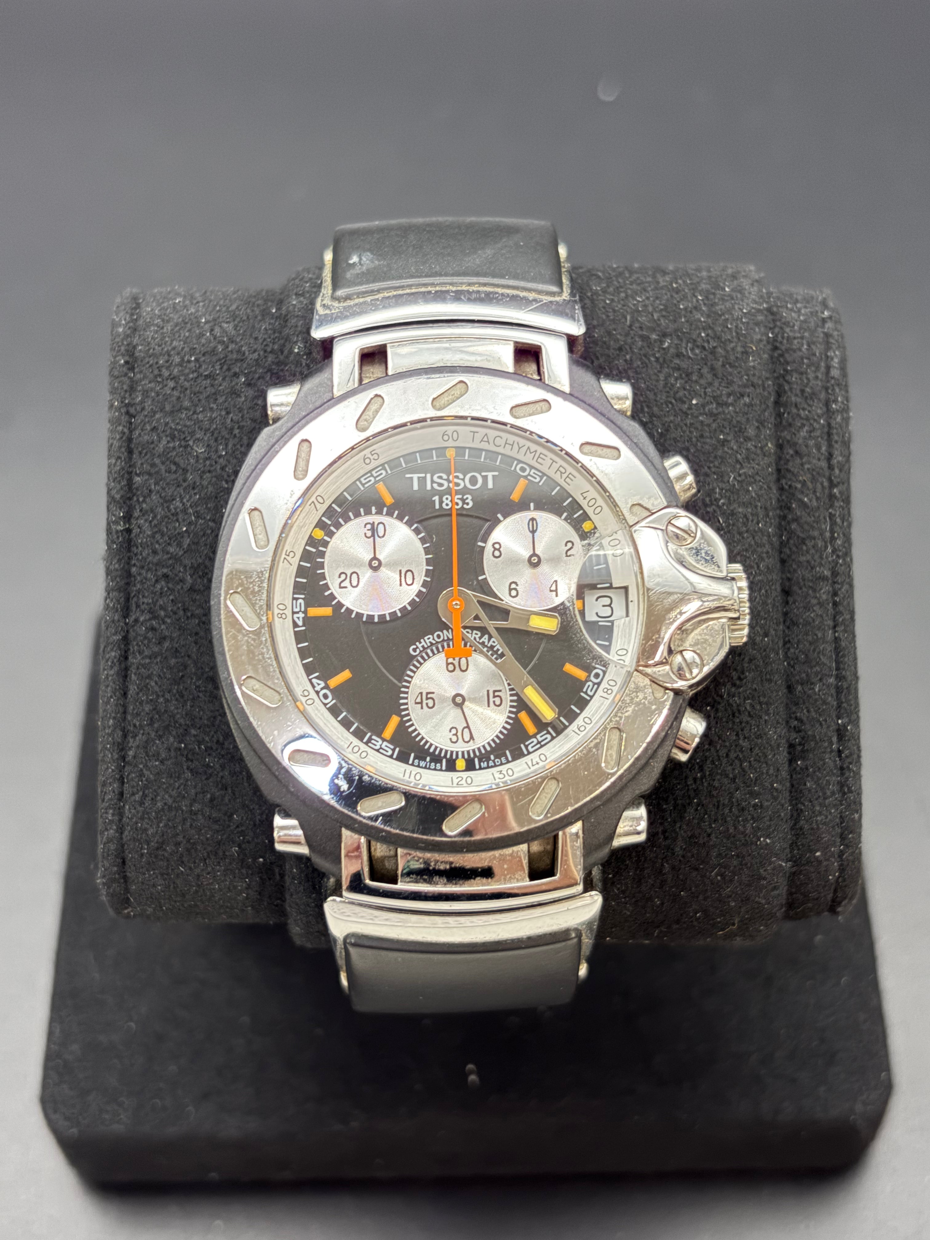 Tissot T-Race T011417A Quartz Chronograph Black Dial Box Papers Swiss Watch