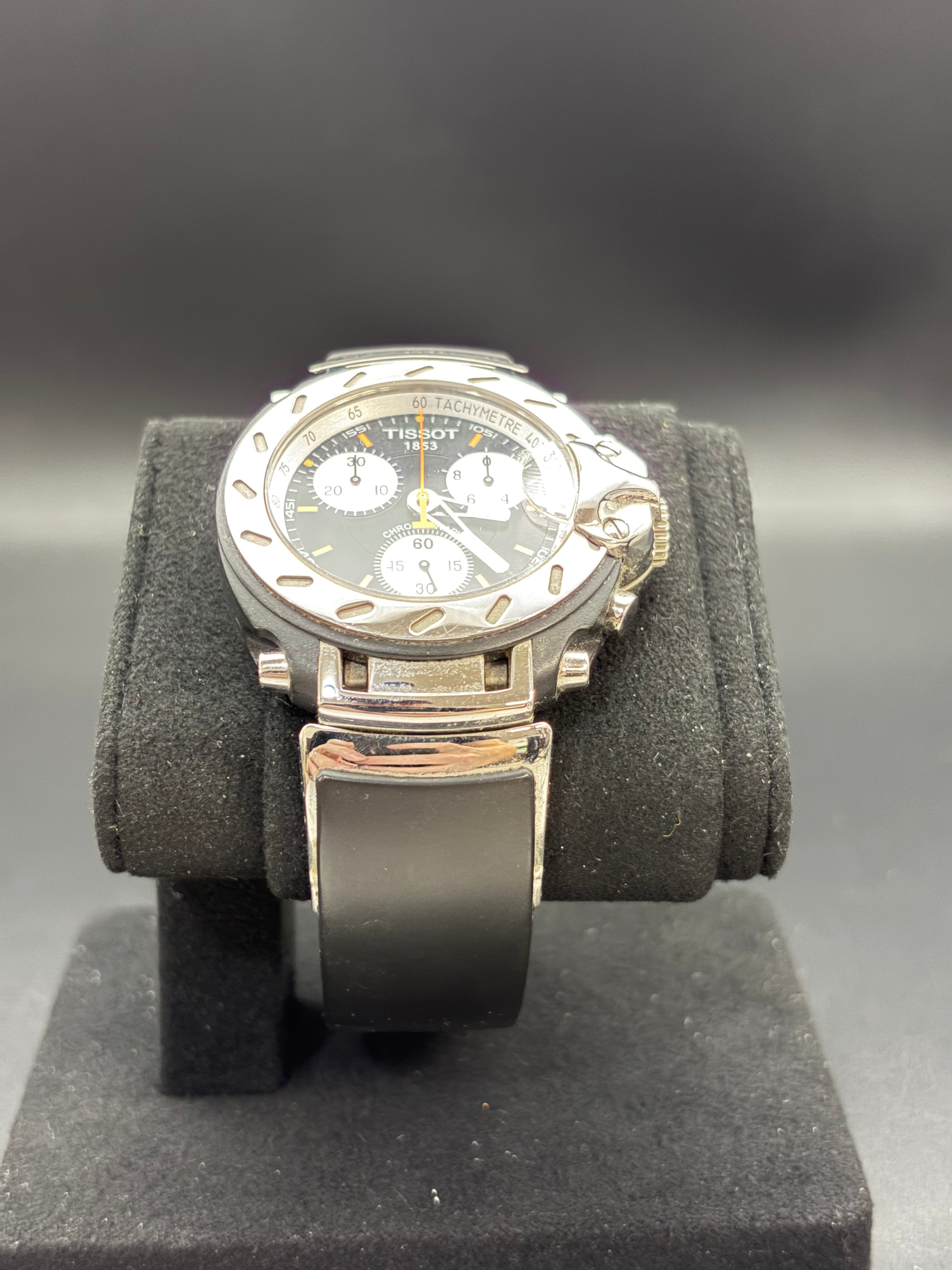 Tissot T-Race T011417A Quartz Chronograph Black Dial Box Papers Swiss Watch