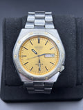 Vintage Seiko Sports 100 7546-7039 Gold Dial Day Date Quartz Original Japan